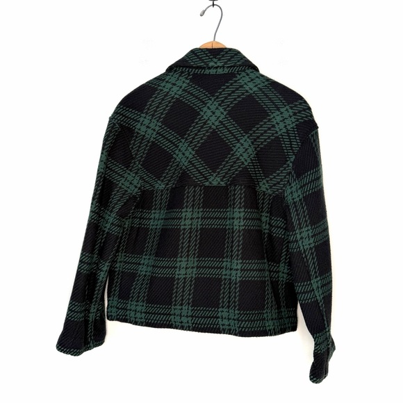 Madewell Flannel Boxy Shirt-Jacket in Plaid Green and Black Size Small - Picture 3 of 5